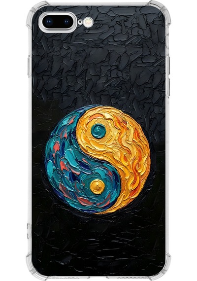 Apple Uyumlu iPhone 8 Plus İle Köşe Korumalı Kılıf Metamorfoz Dualite Tasarımlı Uv Baskılı Şeffaf