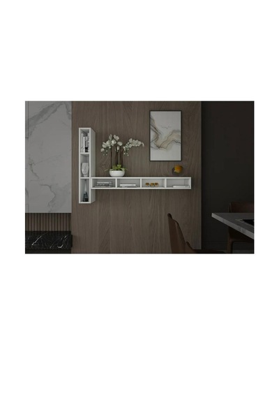 7 Raflı Modern Beyaz Duvar Rafı