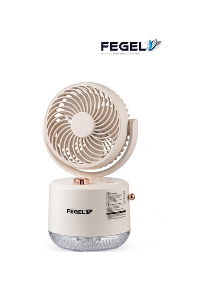 Fegel FG-03 Masaüstü Şarjlı Nemlendiricili Otomatik Dönüşlü LED Işıklı Fan