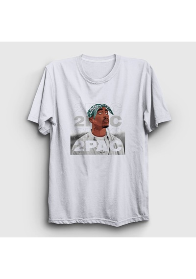 Presmono Unisex 2pac Tupac Shakur T-shirt Beyaz