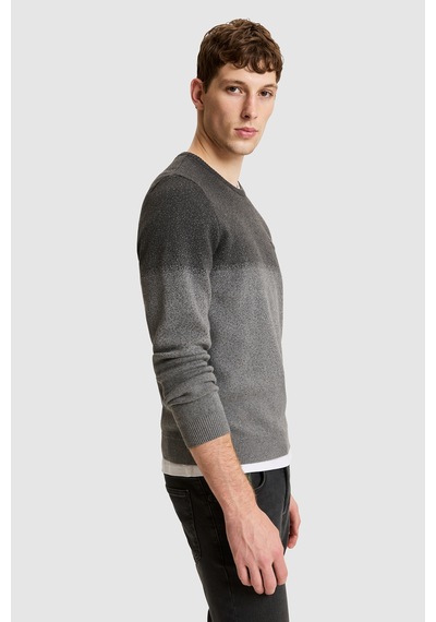 U.S. Polo Assn. Erkek Antrasit Bisiklet Yaka Regular Fit %100 Pamuk Geçişli Renkli Kazak 50327453-vr006