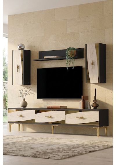 Tvr1813atg Elips Tv Ünitesi Takımı Antrasit-traverten-gold 180cm Antrasit - Traverten - Altın Tvr1813atg Elips Tv Ünitesi Takımı Antrasit-traverten-gold 180cm Antrasit - Traverten - Altın
