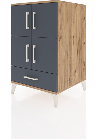 Kronos Komodin 4 Raflı Tek Çekmeceli 4 Kapaklı 60x59x96 Çam-a... Çam