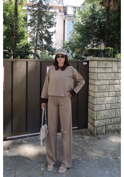 Kechi Woman Gabardin Kumaş Pantolon Bej