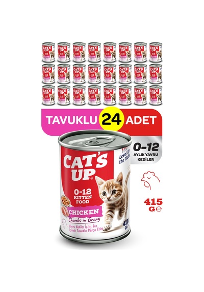 Cats Up Yaş Yavru Kedi Maması Tavuklu 415gr 24lü