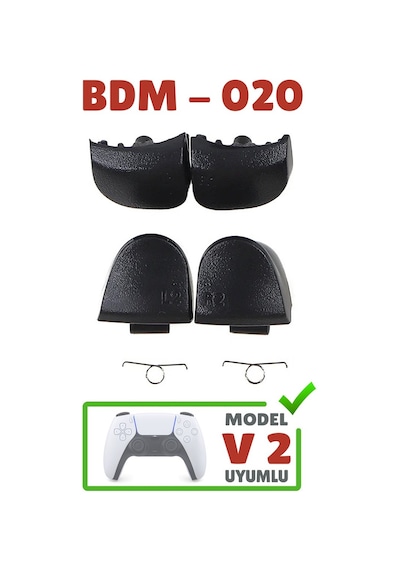 Ps5 Tetik Seti V2 Uyumlu L1 R1 L2 R2 Omuz Tuşu Takım Ps5 Yedek Parça Version 2 Kol Tamiri Siyah