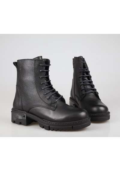 Castle Black 92537 Hakiki Deri Siyah Kadın Bot Siyah