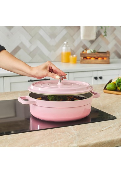 Tr Swiss Crystal Neocast 7 Parça Döküm Tencere Ve Tava Seti Pembe Genel