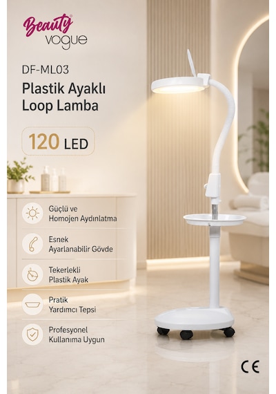 Beauty Vogue Plastik Ayaklı Loop Işıklı Büyüteç Lamba DF-ML03 120 LED 5x Büyütme