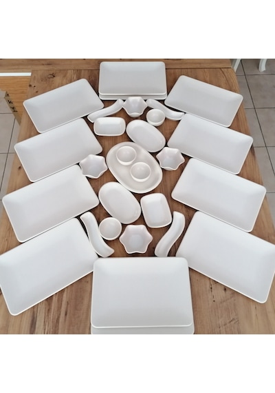 Keramika Takım Kahvaltı 29 Parça 12 Kişilik Mat Krem