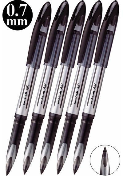 Siyah Pilot Kalem 5 Adet Uniball Air 0.7 Mm Roller Pilot Kalem Uba-188-l Broad Roller Uçlu Likit Mürekkepli Pilot Kalem