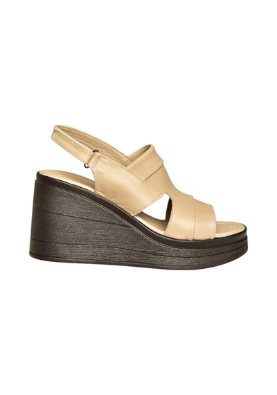 Fox Shoes U555960303 Bej Hakiki Deri Dolgu Topuklu Kadın Ayakkabı Bej-hakiki Deri