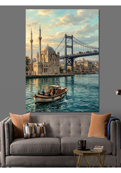 İstanbul Boğazı Ve Tarihi Camii Dekoratif Kanvas - Mdf Ahşap Tablo