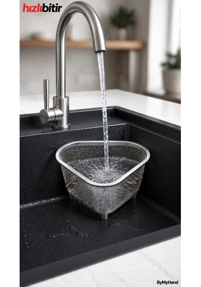 Bymyhand Paslanmaz Çelik Üçgen Lavabo Süzgeci Lavabo İçi Süzgeç Metalik Gri