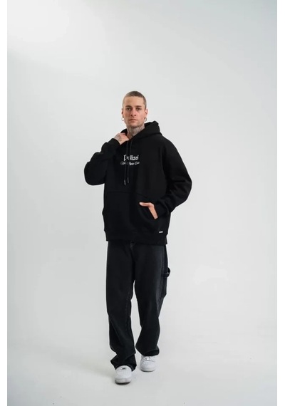 Vexor Polızeı Premium Kalite Kapşonlu Dijital Patchli Sweatshirt - Siyah