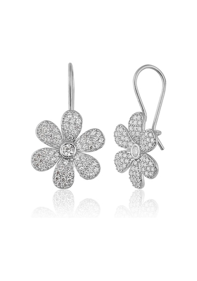 Zanaatsilver 925 Ayar Gümüş Zirkon Taşlı Papatya Mengeç Küpe