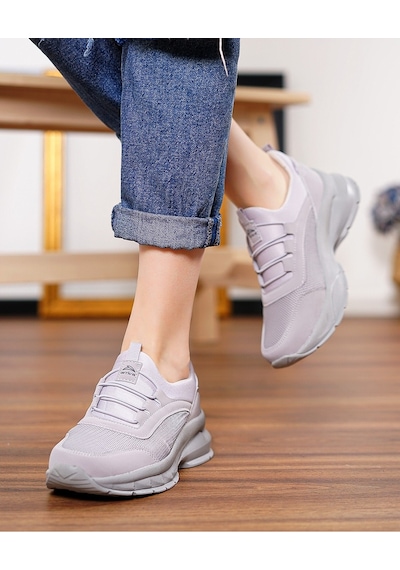 Ortapedik Kadın Ekru Günlük Spor Sneaker Yürüyüş Ayakkabı 2007 Füme