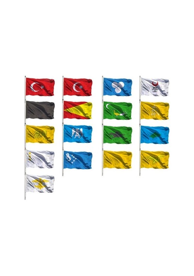 Eski Türk Devlet Bayrakları Sopalı 20X30CM