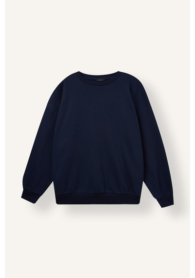 Defacto Oversıze Bisiklet Yaka Basıc Kalın Basic Sweatshirt F9628ax26aunv251 Lacivert-nv251