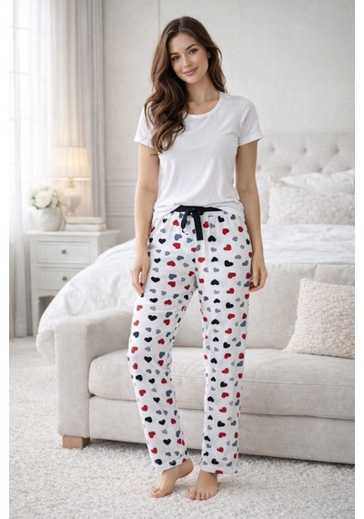 Remsa Kadın Viskon Kumaş Penye Tek Pijama Alt 16 Beyaz01