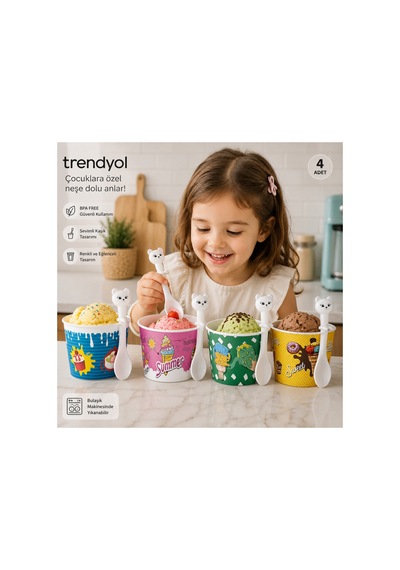 Cupıce 4'lü Dondurma Seti Kabı -ıce Cream Set Çok Renkli - 875714757 Çok Renkli