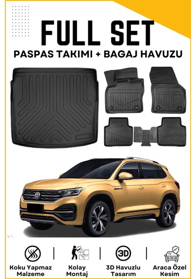 Volkswagen Tayron 2024-2025 Model Alt Birebir Uyumlu Bagaj Havuzu+paspas Seti