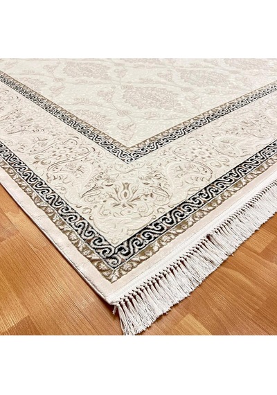 Simetri Desenli Modern 200 X 300 Bambu Yün Halı Bej