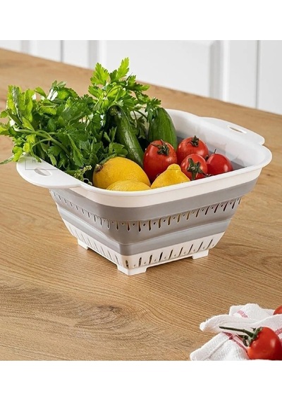 Katlanır Kare Süzgeç Lüks Sebze Meyve Süzgeci 27x22 Saplı Katlanır Kare Süzgeç Plastik Diğer