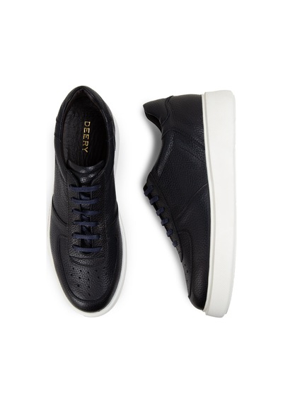 Deery Hakiki Deri Lacivert Erkek Sneaker Ayakkabı - 01965Mlcve01 Lacivert