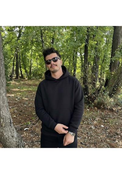 Erkek 3 İplik Basic Oversize Geniş Kesim Kanguru Cepli Kapüşonlu Sweatshirt SIYAH