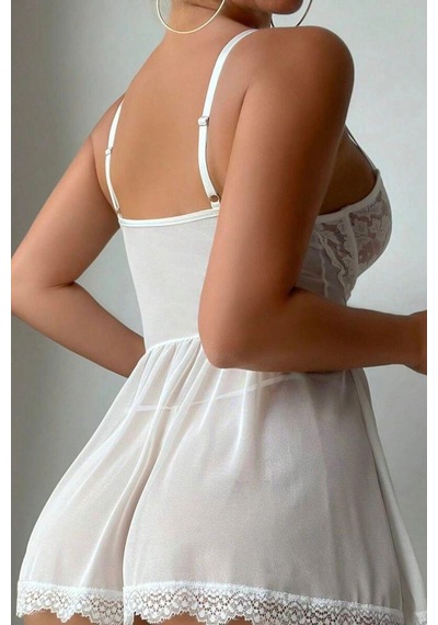 Visatin Ekru Örgü Ve Kurdele Detaylı İnce Askılı Gecelik Takımı Pure Elegance Koleksiyonu Beyaz Visatin Ekru Örgü Ve Kurdele Detaylı İnce Askılı Gecelik Takımı Pure Elegance Koleksiyonu Beyaz