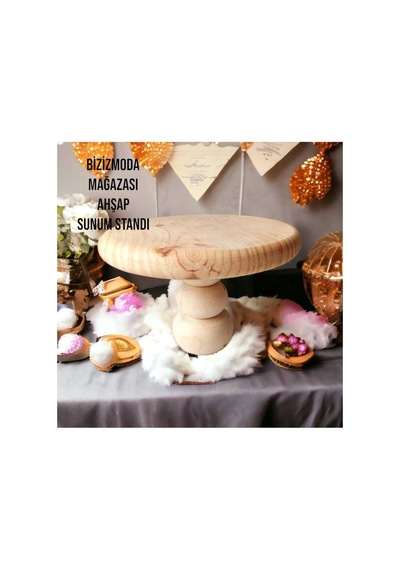 Handmade Pasta Standı Atiştirmalik Ahşap Ayaklı Sunum Servis Standı Kek Meyve Standı Ahşap
