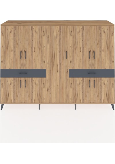 Hyperion Dolap 12 Raflı 2 Çekmeceli 8 Kapaklı 220x44x163 Çam-çam/ Çam-çam/antrasit Hyperion Dolap 12 Raflı 2 Çekmeceli 8 Kapaklı 220x44x163 Çam-çam/ Çam-çam/antrasit