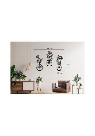 Decovista Ev Ofis Mutfak Ve Banyo Için Ahşap Dekoratif Duvar Vazo Çiçekler Vase 35x15cm
