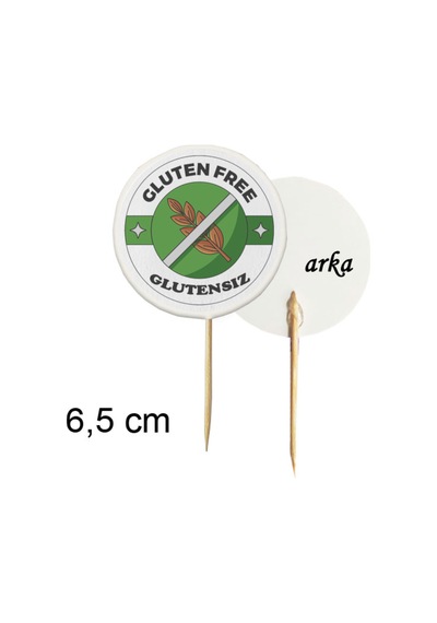 20 Adet Gluten Free Glutensiz Baskılı Bayraklı Kürdan 6,5 Cm