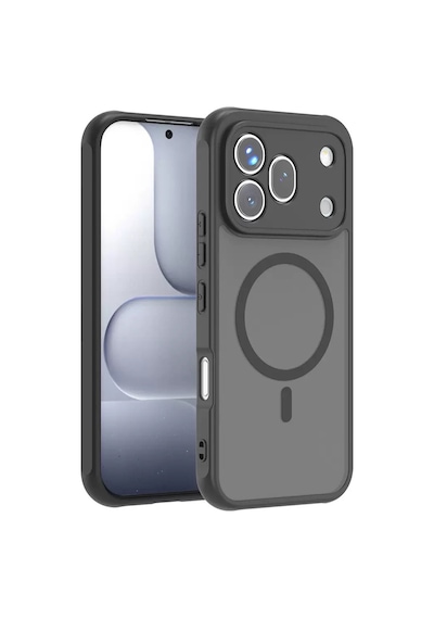 Honor 600 Pro 5g Kılıf Magsafe Şarj Özellikli Kamera Korumalı Arkası Buzlu Şeffaf Lunex Kapak Siyah