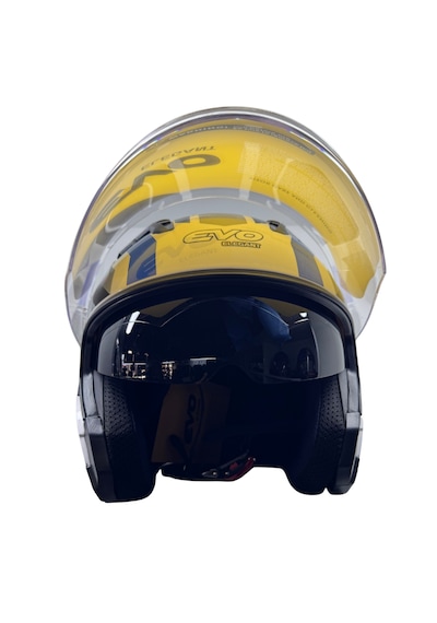 Kask Evo Marka Çenesiz Yarım Kask Beyaz - Mavi