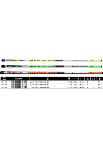 Dam 3.00 M Fiber Glass Tele Pole Göl Kamışı