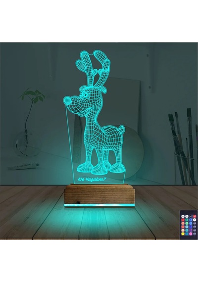 Luvivia Geyik Yılbaşı Kişiye Özel 3d Lamba - Masa Gece Lambası Şeffaf