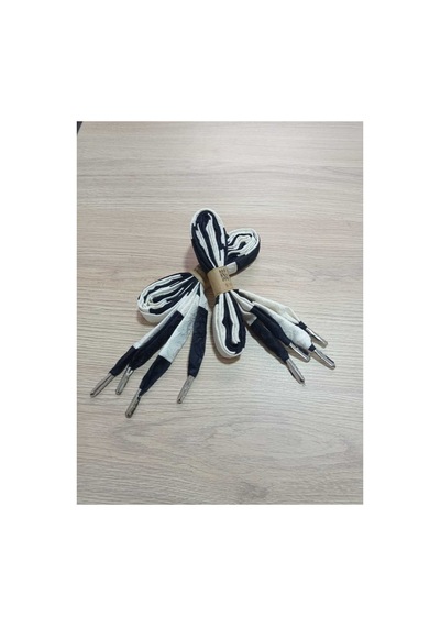 Bsgshop Bsg Design Siyah Beyaz Jakar Desenli Kumaş Ayakkabı Bağcığı - Metal Uçlu Siyah - 874414486 Siyah