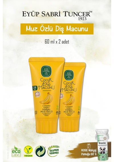 Doğal Muz Özlü Diş Macunu 2 Adet 60 Ml, Rosie Hediye