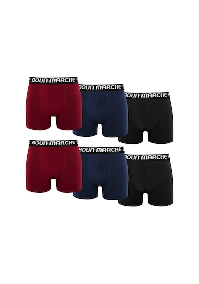 Boun Marche Erkek Boxer Likralı Premium 6'lı Kutu Falcon Siyah