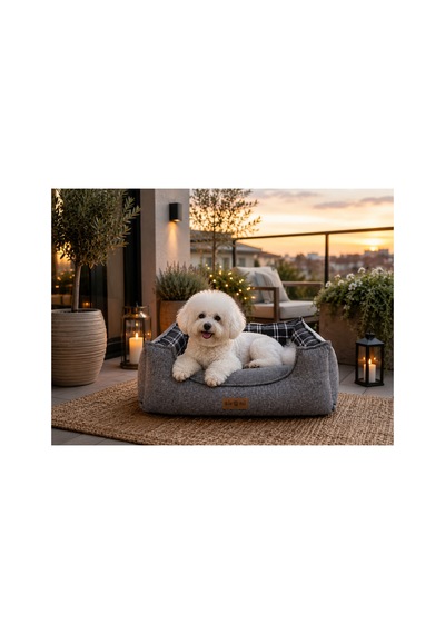 Premium Kedi Ve Köpek Yatağı Kafa Destekli Kaydırmaz Taban Yıkanabilir Fermuarlı Çift Taraflı Minder %100 Boncuk Elyaf Gri 1604540295