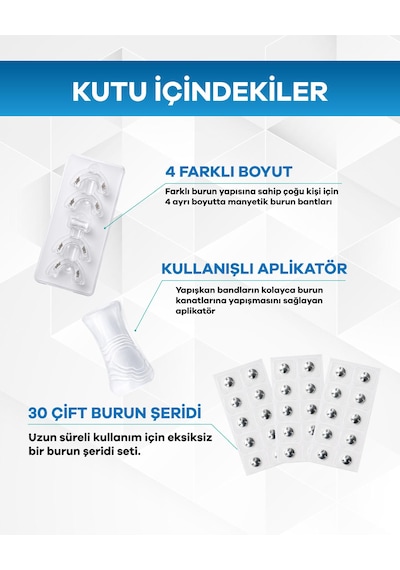 Eldi Manyetik Burun Açıcı Şeffaf Başlangıç Seti 30 Çift Yapışkan Bant-30 Günlük -horlamayı Azaltır-nefesi Rahatlatır