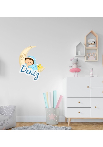 Kişiye Özel Sevimli Çocuk Tasarımlı Çocuk Odası Duvar Sticker-1