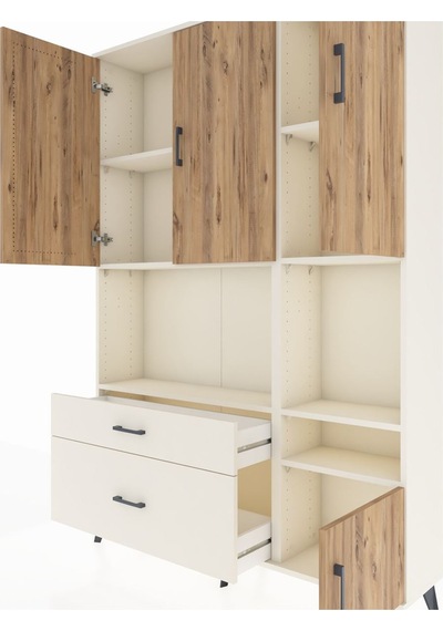 Arges Dolap 7 Raflı 2 Çekmeceli 4 Kapaklı 132x30x195 Aytaşı-ç... Aytaşı