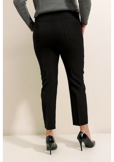 By Saygı Beli Lastikli En Boy Likralı Büyük Beden Pantolon Siyah