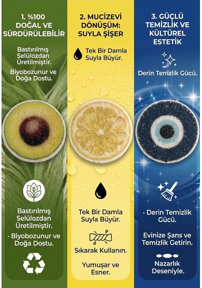 Temmiz Magic Sponge Sihirli Sünger Limon Desenli