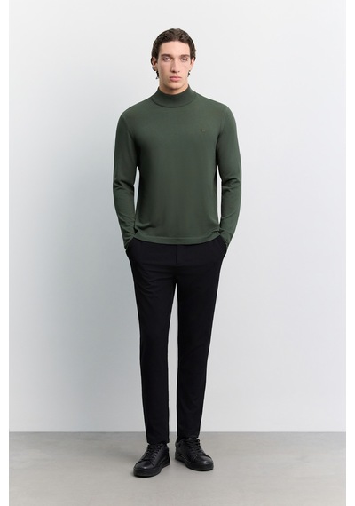 Avva Erkek Haki Yarım Balıkçı Yaka Rayon Tüylenmeyen Basic Regular Fit Triko Kazak B005151