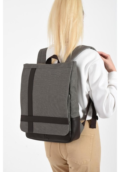 Baginn Kadın Sırt Çantası 35 22 Cm Kanvas Kumaş Laptop Bölmeli Business Sırt Çantası Okul Çantası Mega Bag Gri